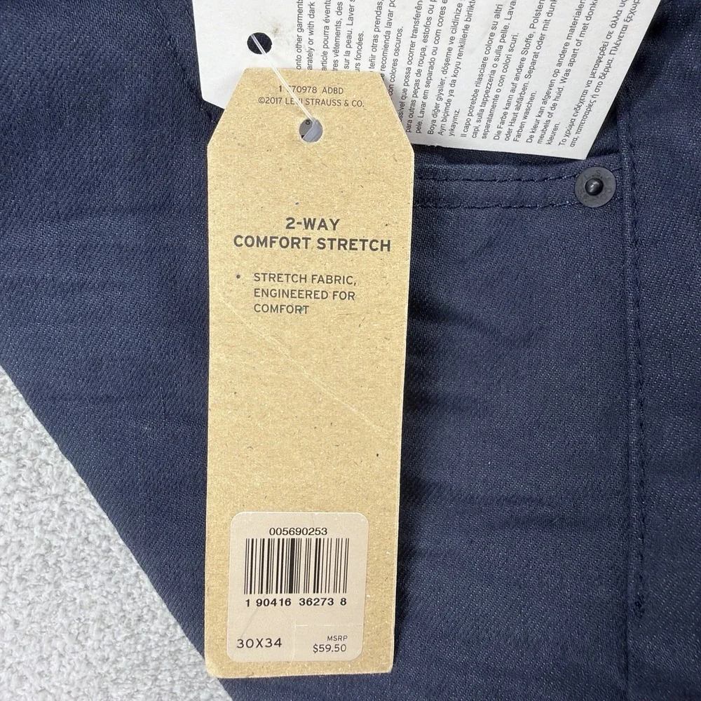 NWT Levis 569 Loose Straight Jeans Mens 30x34 Navy Garment Dyed Comfort Stretch